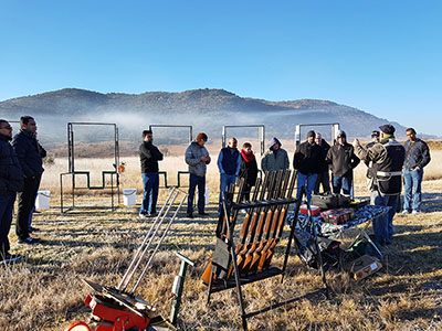 Group on the firing line in morning mist