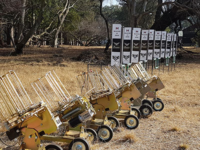 Clay traps lined up at the Range Officer range